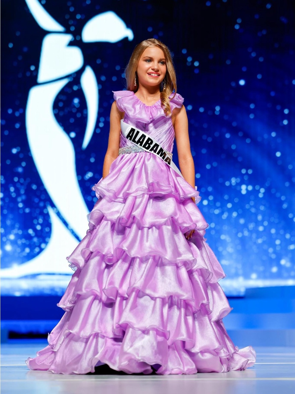 Lilac Ruffled Pageant Gown for Kids - Purple